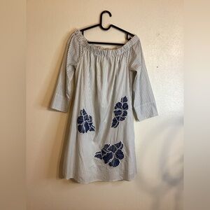 Max Jeans Off Shoulder  Embroidered Floral Mini Dress Size Medium